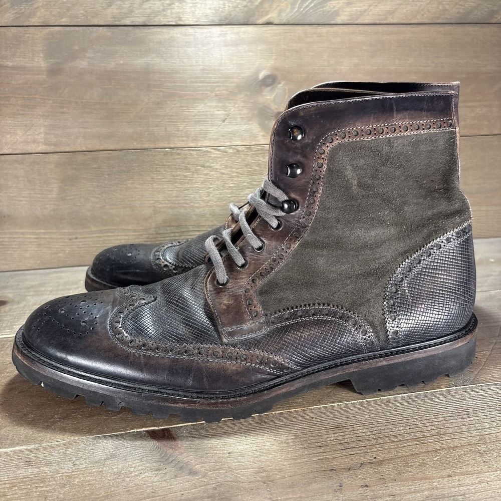 magnanni mens size 14 shoes brown leather combat dress casual work boots